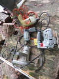 Box of Sabre Saw Circ Saw & 2 Electric Drills