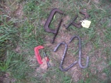 3 C Clamps & Pair of Meat Hooks