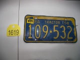58 License Plate PA Tractor