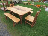 Bear & Cabin Table w/2 Chairs & 2 Benches