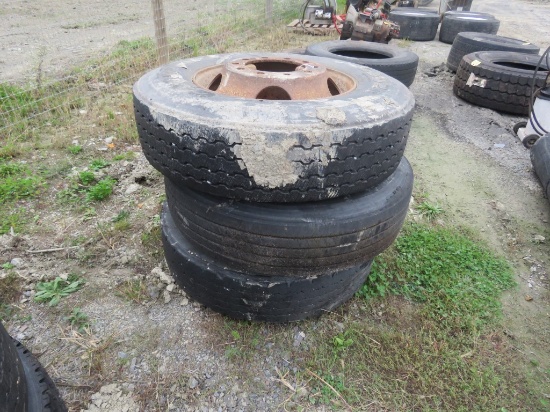3 Goodyear 295/75R22.5 Tires and Rims