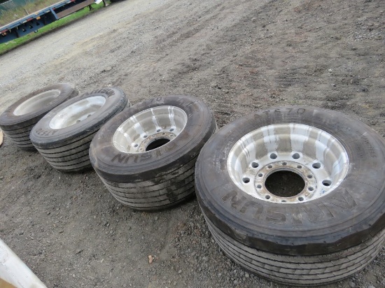 4 Tires and Alum Rims 445/50R22.5