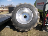 2 Tires and Rims 24.5-32 Cut Pulling Tires