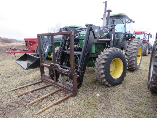 JD 4455 Tractor w/Great Bend GB870 Loader & Bale Spears