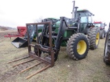 JD 4455 Tractor w/Great Bend GB870 Loader & Bale Spears