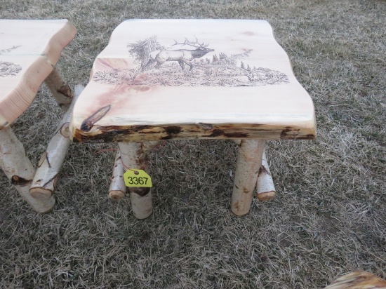 Wood 21in End Table with Elk