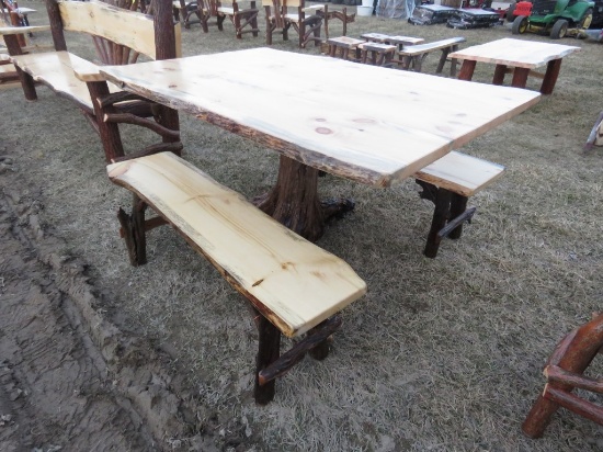 Wood 5ft Table with Two Benches