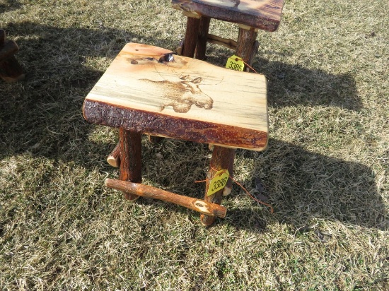 Wood Stool with Moose