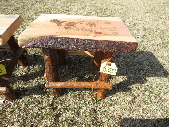 Wood Stool with Cow
