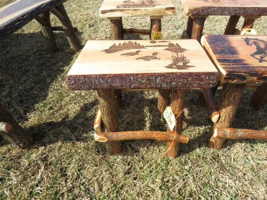 Wood Stool with Duck