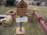 Wood Bird House with Welcome Sign