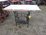 Wood 42in Table on Sewing Machine Stand
