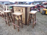 Wood 6ft High Top Bar with 4 Stools