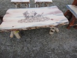 Wood 6ft Coffee Table with Elk