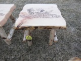 Wood 21in End Table with Elk