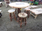 Wood Round High Top Table w/Buck