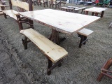 Wood 5ft Table with Two Benches