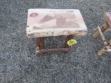 Wood Stool with Eagle