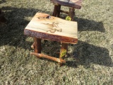 Wood Stool with Moose