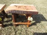 Wood Stool with Cow