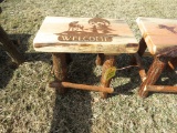 Wood Stool with Welcome