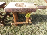 Wood Stool with Turkey