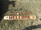 Wood 52in Welcome Sign with Duck