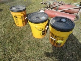 Three Hitachi 5 Gal Hydraulic Oil