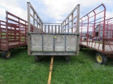 9ft x 20ft Wooden Rack Hay Wagon w/NH Running Gears