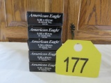 5 Boxes American Eagle 5.56 X 45mm 20 Centerfire Cartridges 55 Grain