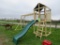 Wood Swing Set w/House & Slide