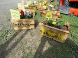 2 Wooden Flower Boxes w/Flowers