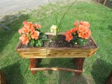 Wooden Planter w/Flowers