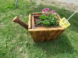 Wooden Water Can Planter w/Flowers