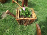 Wooden Water Can Planter w/Flowers