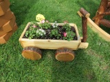 Wooden Wagon Planter w/Flower