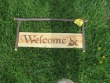 Wooden Welcome Sign w/Wolf