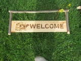 Wooden Welcome Sign w/Cow