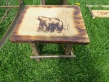 Wooden Stool w/Bear