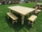 45inch x 72inch Wooden Table w/4 Benches