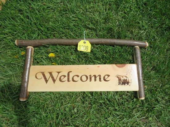 wooden Welcome Sign w/Bear