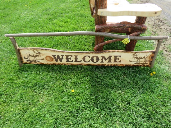 Wooden Welcome Sign w/Moose