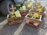2 Wooden Planter Boxes w/Flowers