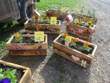2 Wooden Planter Boxes w/Flowers