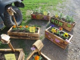 2 Wooden Planter Boxes w/Flowers