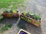 2 Wooden Planter Boxes w/Flowers
