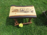 Wooden Stool w/Cabine & Bear Decoration