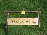 wooden Welcome Sign w/Bear