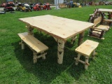 45inch x 72inch Wooden Table w/4 Benches