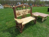 55inch Wooden Bench w/Moose Design on Back